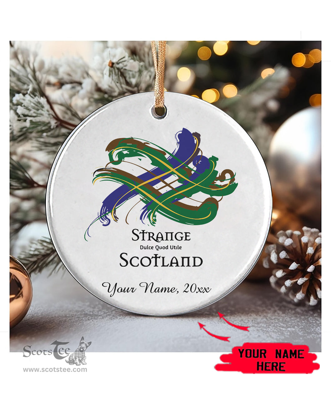 ScotsTee Shop Scottish Strange Scottish Tartan Ornament Add Your Text Personalized Ornament