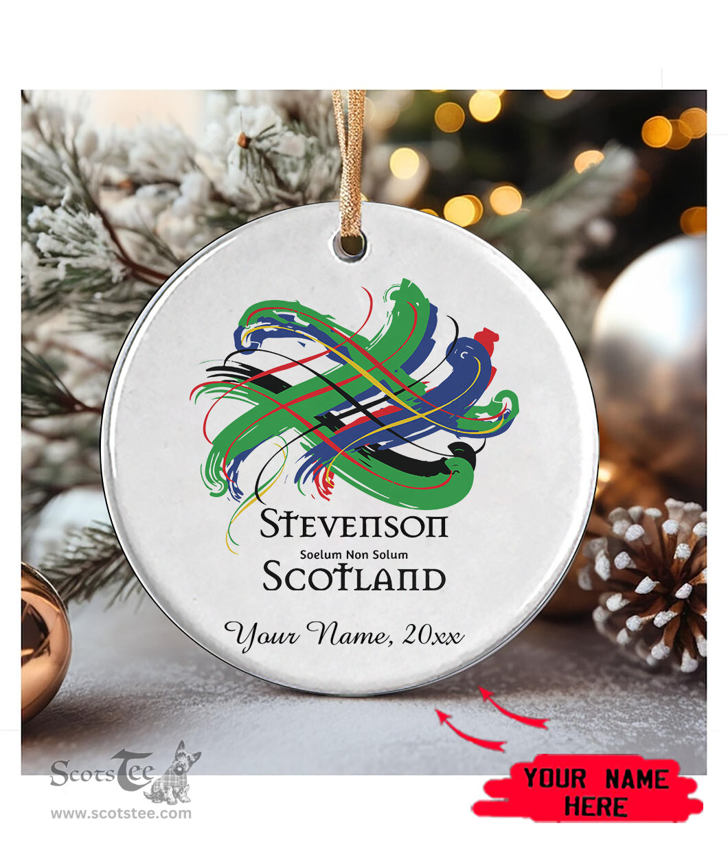 ScotsTee Shop Scottish Stevenson Scottish Tartan Ornament Add Your Text Personalized Ornament