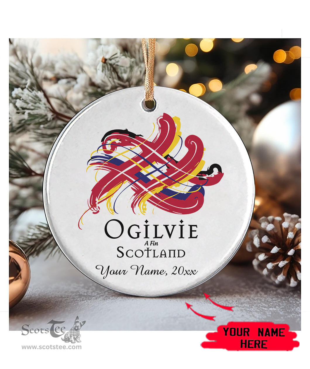 ScotsTee Shop Scottish Ogilvie Scottish Tartan Ornament Add Your Text Personalized Ornament