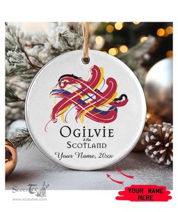 ScotsTee Shop Scottish Ogilvie Scottish Tartan Ornament Add Your Text Personalized Ornament