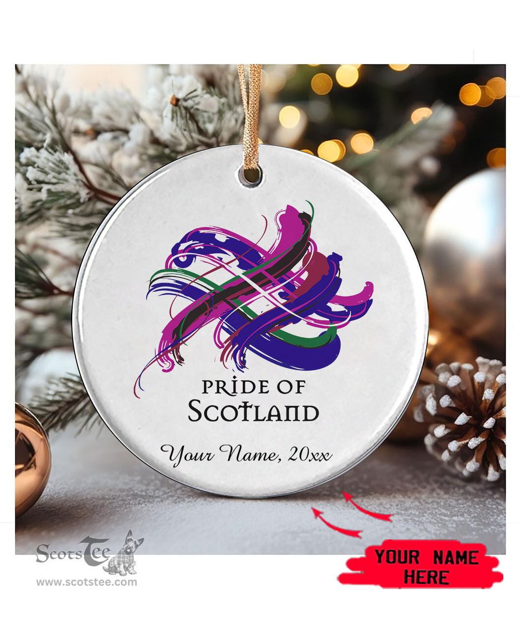 ScotsTee Shop Scottish Pride of Scotland Scottish Tartan Ornament Add Your Text Personalized Ornament
