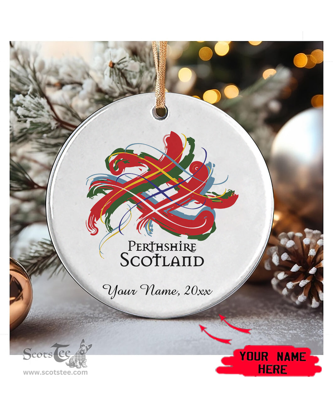 ScotsTee Shop Scottish Perthshire Scottish Tartan Ornament Add Your Text Personalized Ornament
