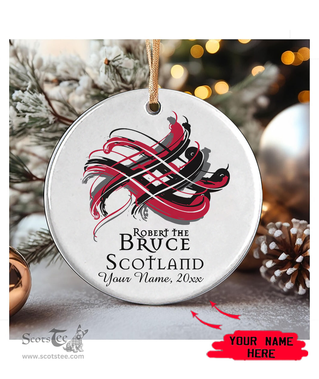 ScotsTee Shop Scottish Robert the Bruce Scottish Tartan Ornament Add Your Text Personalized Ornament