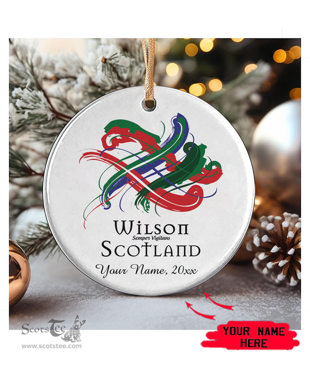 ScotsTee Shop Scottish Wilson Scottish Tartan Ornament Add Your Text Personalized Ornament