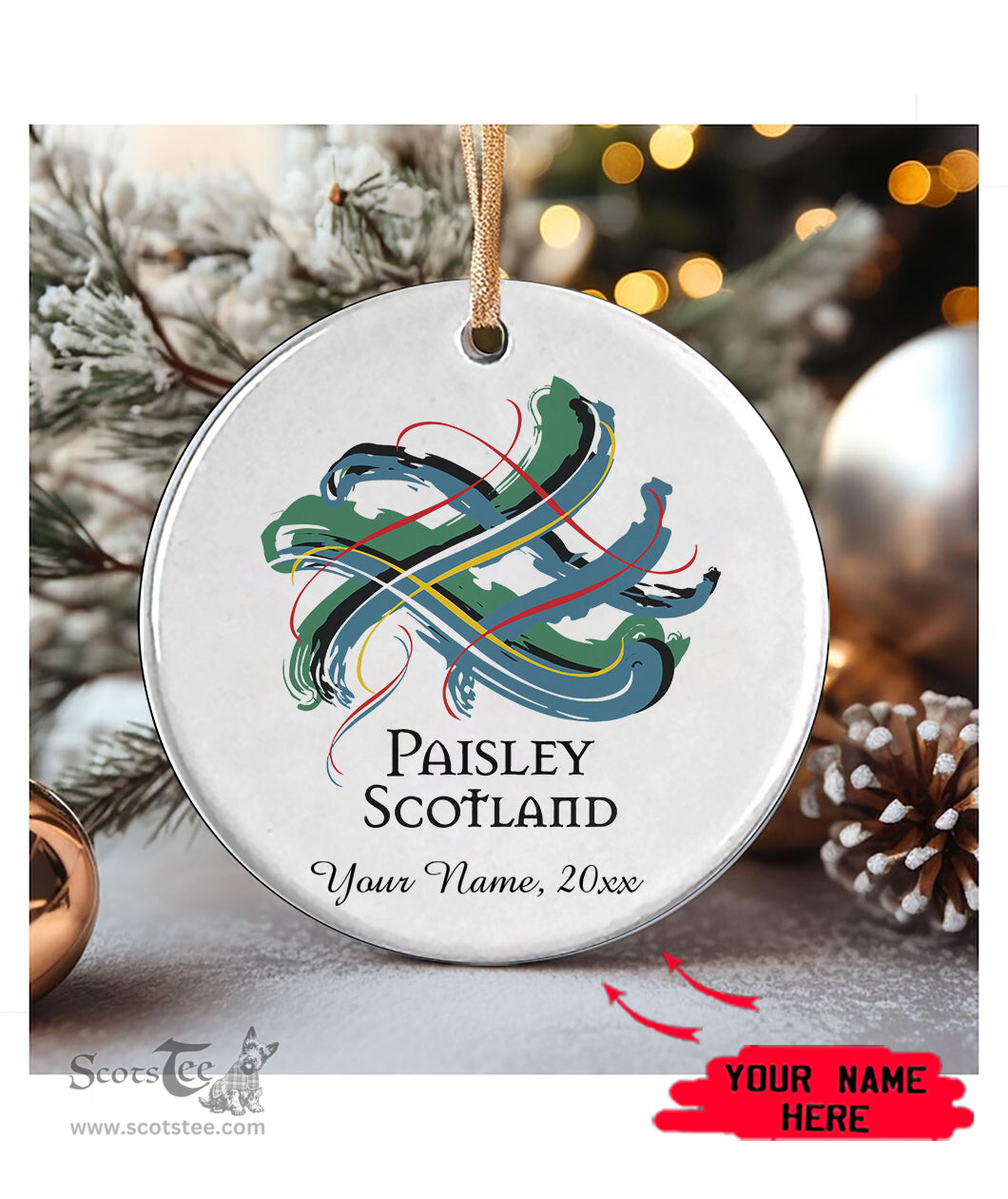 ScotsTee Shop Scottish Paisley Scottish Tartan Ornament Add Your Text Personalized Ornament