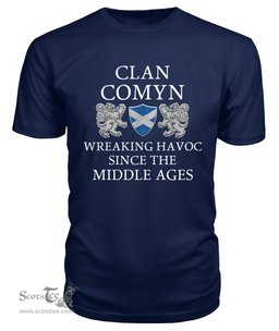 ScotsTee Shop Scottish Comyn Wreaking Havoc Since The Middle Ages With Two Rampant Lions T Shirt