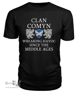 ScotsTee Shop Scottish Comyn Wreaking Havoc Since The Middle Ages With Two Rampant Lions T Shirt