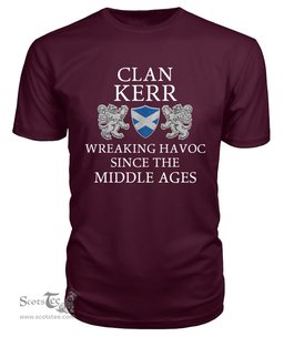 ScotsTee Shop Scottish Kerr Wreaking Havoc Since The Middle Ages With Two Rampant Lions T Shirt