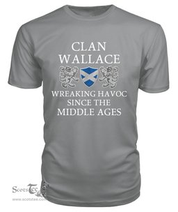 ScotsTee Shop Scottish Wallace Wreaking Havoc Since The Middle Ages With Two Rampant Lions T Shirt