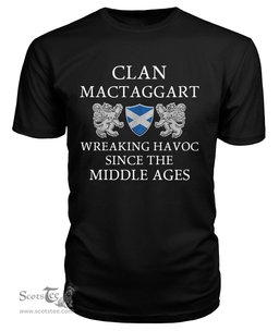 ScotsTee Shop Scottish MacTaggart Wreaking Havoc Since The Middle Ages With Two Rampant Lions T Shirt