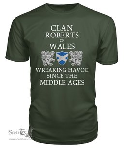 ScotsTee Shop Scottish Roberts of Wales Wreaking Havoc Since The Middle Ages With Two Rampant Lions T Shirt