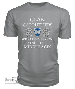 ScotsTee Shop Scottish Carruthers Wreaking Havoc Since The Middle Ages With Two Rampant Lions T Shirt