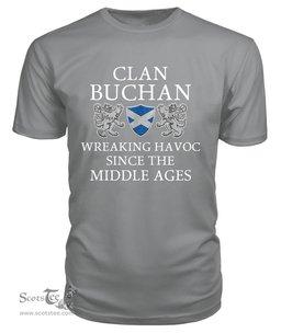 ScotsTee Shop Scottish Buchan Wreaking Havoc Since The Middle Ages With Two Rampant Lions T Shirt