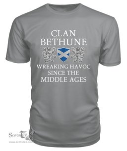 ScotsTee Shop Scottish Bethune Wreaking Havoc Since The Middle Ages With Two Rampant Lions T Shirt