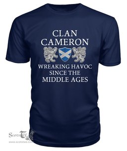 ScotsTee Shop Scottish Cameron Wreaking Havoc Since The Middle Ages With Two Rampant Lions T Shirt