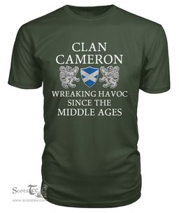 ScotsTee Shop Scottish Cameron Wreaking Havoc Since The Middle Ages With Two Rampant Lions T Shirt