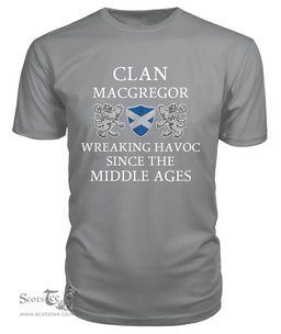 ScotsTee Shop Scottish MacGregor Wreaking Havoc Since The Middle Ages With Two Rampant Lions T Shirt