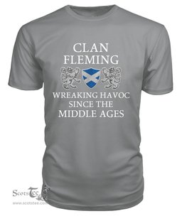 ScotsTee Shop Scottish Fleming Wreaking Havoc Since The Middle Ages With Two Rampant Lions T Shirt