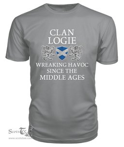ScotsTee Shop Scottish Logie Wreaking Havoc Since The Middle Ages With Two Rampant Lions T Shirt