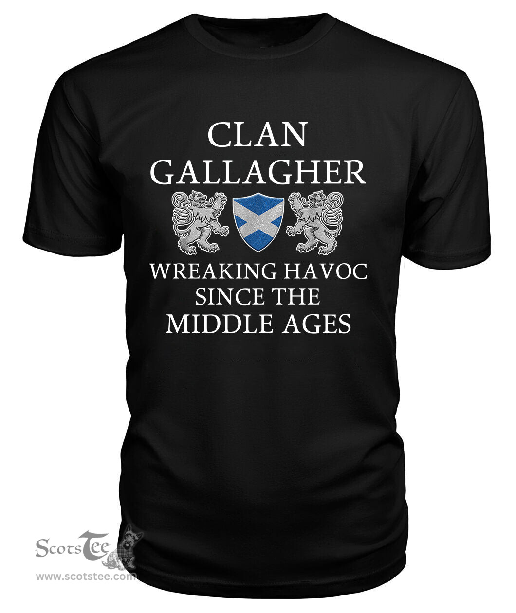 ScotsTee Shop Scottish Gallagher Wreaking Havoc Since The Middle Ages With Two Rampant Lions T Shirt