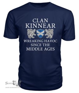 ScotsTee Shop Scottish Kinnear Wreaking Havoc Since The Middle Ages With Two Rampant Lions T Shirt
