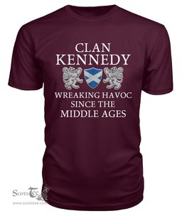 ScotsTee Shop Scottish Kennedy Wreaking Havoc Since The Middle Ages With Two Rampant Lions T Shirt
