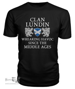 ScotsTee Shop Scottish Lundin Wreaking Havoc Since The Middle Ages With Two Rampant Lions T Shirt