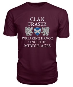 ScotsTee Shop Scottish Fraser Wreaking Havoc Since The Middle Ages With Two Rampant Lions T Shirt