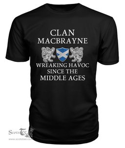 ScotsTee Shop Scottish MacBrayne Wreaking Havoc Since The Middle Ages With Two Rampant Lions T Shirt