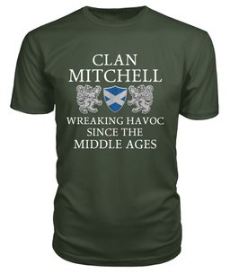 ScotsTee Shop Scottish Mitchell Wreaking Havoc Since The Middle Ages With Two Rampant Lions T Shirt
