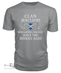 ScotsTee Shop Scottish MacLeod Wreaking Havoc Since The Middle Ages With Two Rampant Lions T Shirt