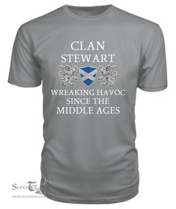 ScotsTee Shop Scottish Stewart Wreaking Havoc Since The Middle Ages With Two Rampant Lions T Shirt