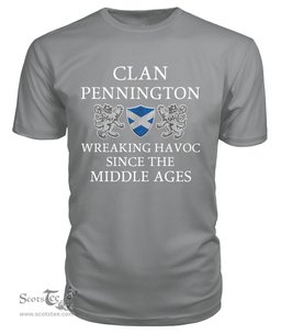 ScotsTee Shop Scottish Pennington Wreaking Havoc Since The Middle Ages With Two Rampant Lions T Shirt