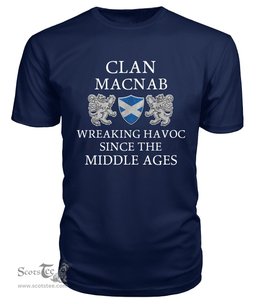 ScotsTee Shop Scottish MacNab Wreaking Havoc Since The Middle Ages With Two Rampant Lions T Shirt