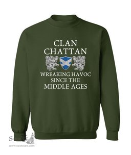 ScotsTee Shop Scottish Chattan Wreaking Havoc Since The Middle Ages With Two Rampant Lions Sweatshirt