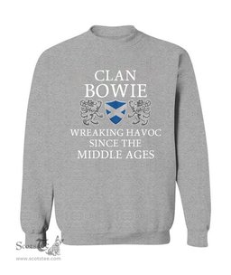 ScotsTee Shop Scottish Bowie Wreaking Havoc Since The Middle Ages With Two Rampant Lions Sweatshirt