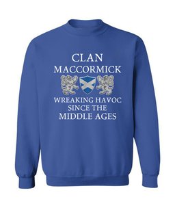 ScotsTee Shop Scottish MacCormick Wreaking Havoc Since The Middle Ages With Two Rampant Lions Sweatshirt