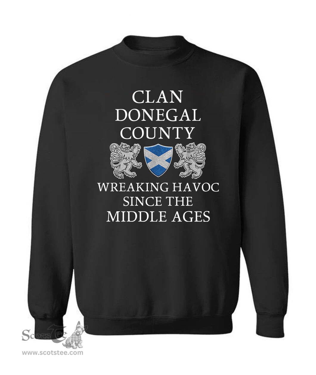 ScotsTee Shop Scottish Donegal County Wreaking Havoc Since The Middle Ages With Two Rampant Lions Sweatshirt