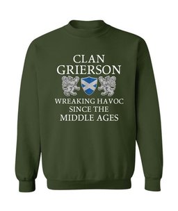 ScotsTee Shop Scottish Grierson Wreaking Havoc Since The Middle Ages With Two Rampant Lions Sweatshirt