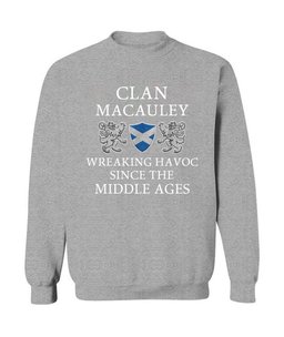 ScotsTee Shop Scottish MacAuley Wreaking Havoc Since The Middle Ages With Two Rampant Lions Sweatshirt