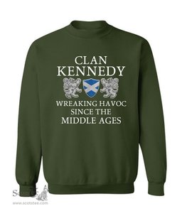 ScotsTee Shop Scottish Kennedy Wreaking Havoc Since The Middle Ages With Two Rampant Lions Sweatshirt