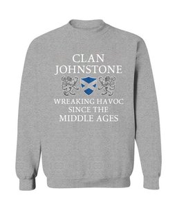 ScotsTee Shop Scottish Johnstone Wreaking Havoc Since The Middle Ages With Two Rampant Lions Sweatshirt