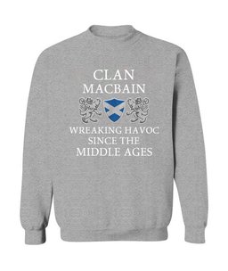 ScotsTee Shop Scottish MacBain Wreaking Havoc Since The Middle Ages With Two Rampant Lions Sweatshirt