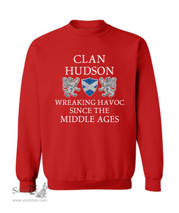 ScotsTee Shop Scottish Hudson Wreaking Havoc Since The Middle Ages With Two Rampant Lions Sweatshirt