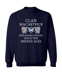 ScotsTee Shop Scottish MacArthur Wreaking Havoc Since The Middle Ages With Two Rampant Lions Sweatshirt