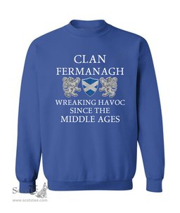 ScotsTee Shop Scottish Fermanagh Wreaking Havoc Since The Middle Ages With Two Rampant Lions Sweatshirt