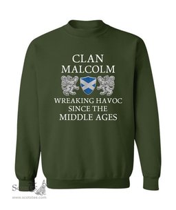 ScotsTee Shop Scottish Malcolm Wreaking Havoc Since The Middle Ages With Two Rampant Lions Sweatshirt