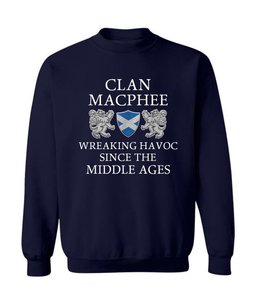 ScotsTee Shop Scottish MacPhee Wreaking Havoc Since The Middle Ages With Two Rampant Lions Sweatshirt