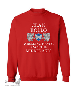ScotsTee Shop Scottish Rollo Wreaking Havoc Since The Middle Ages With Two Rampant Lions Sweatshirt