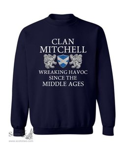 ScotsTee Shop Scottish Mitchell Wreaking Havoc Since The Middle Ages With Two Rampant Lions Sweatshirt